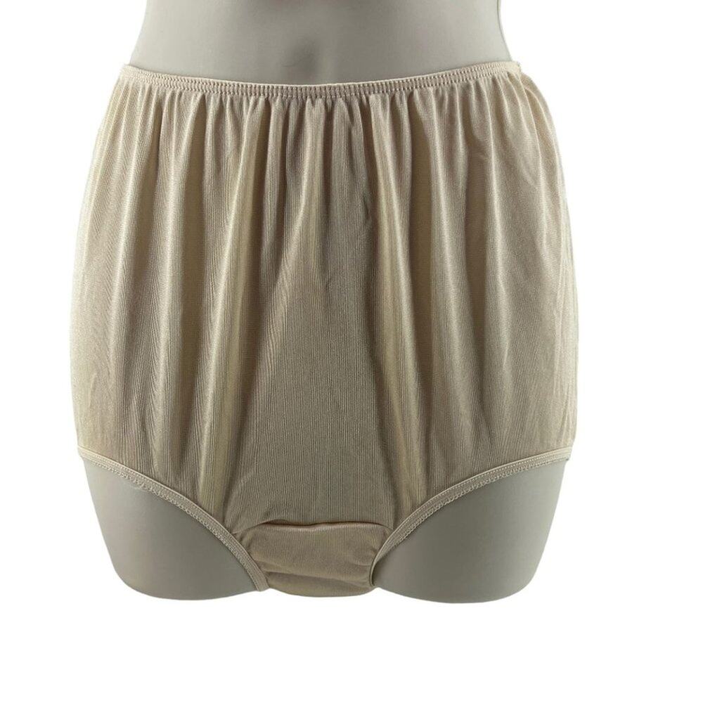 Sears High Waist Granny Panties Brief Size 6 100% Shimmery Nylon Undies